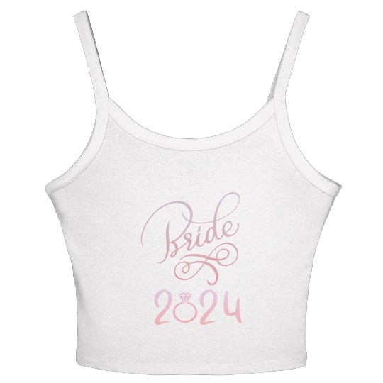Bride To Be 2024 Fiancã© Engagement Announcement Women's Spaghetti Strap Tank Top