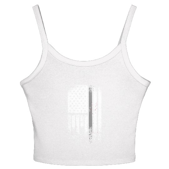 Correctional Officer - Us Flag Thin Silver Line Women's Spaghetti Strap Tank Top