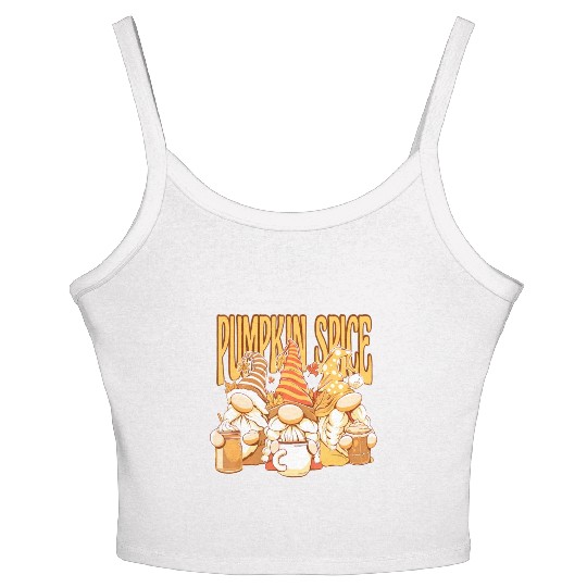 Gnomes Autumn Season Pumpkin Spice Hallothanksmas Women's Spaghetti Strap Tank Top