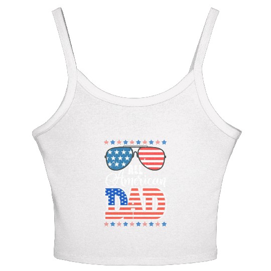 All American Dad Usa Sunglasses Flag Father's Day Women's Spaghetti Strap Tank Top