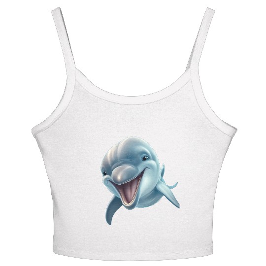 Sunny Delphinia: Joyful Dolphin's Paradise Women's Spaghetti Strap Tank Top