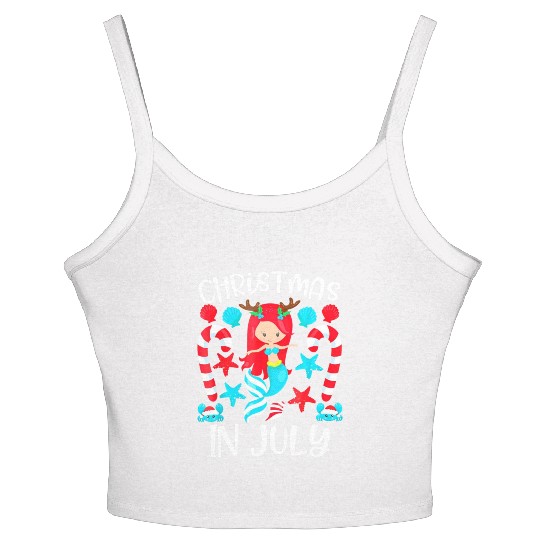 Christmas In July Cute Mermaid Summer Women's Spaghetti Strap Tank Top
