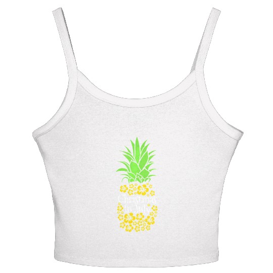 Christmas In July Funny Summer Vacation Pineapple Women's Spaghetti Strap Tank Top