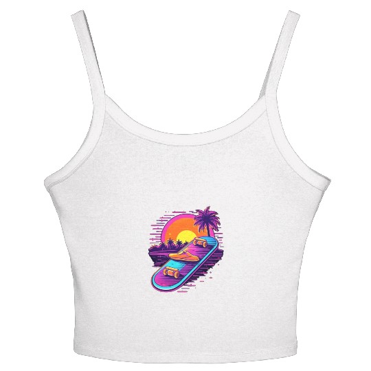 Skateboarding Skateboard Skates 80s 90s Retro Women's Spaghetti Strap Tank Top