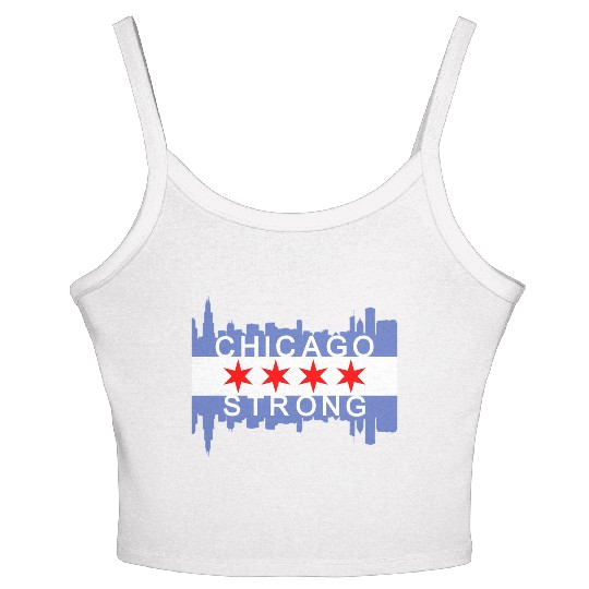 Chicago Strong Chitown City yline Flag Women's Spaghetti Strap Tank Top