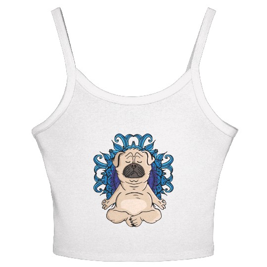 Zen Buddhism Meditation Gift Dog Lover Women Yoga Women's Spaghetti Strap Tank Top