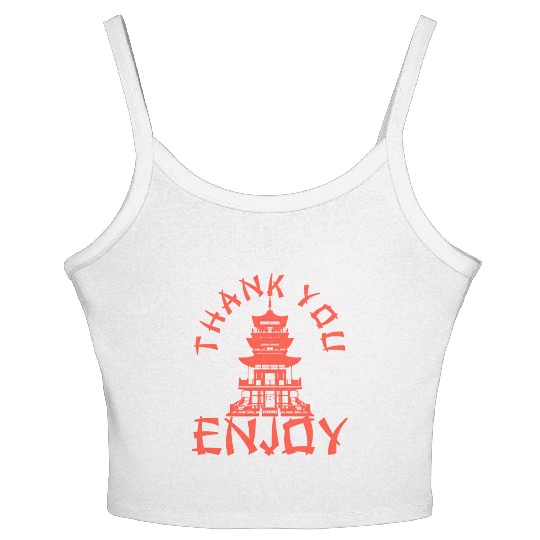 Chinese Take Out Thank You Enjoy Food Asian Women's Spaghetti Strap Tank Top