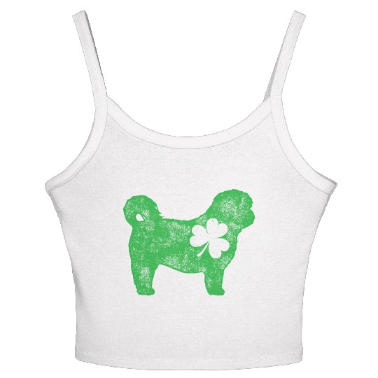Shih Tzu St Patric Day Shamrock Dog Women's Spaghetti Strap Tank Top