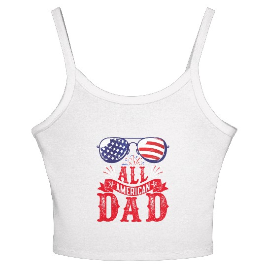 All American Dad America Pride US Patriot Women's Spaghetti Strap Tank Top