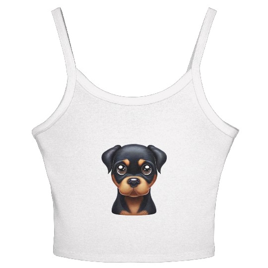 Playful Rottweiler Puppy Women's Spaghetti Strap Tank Top