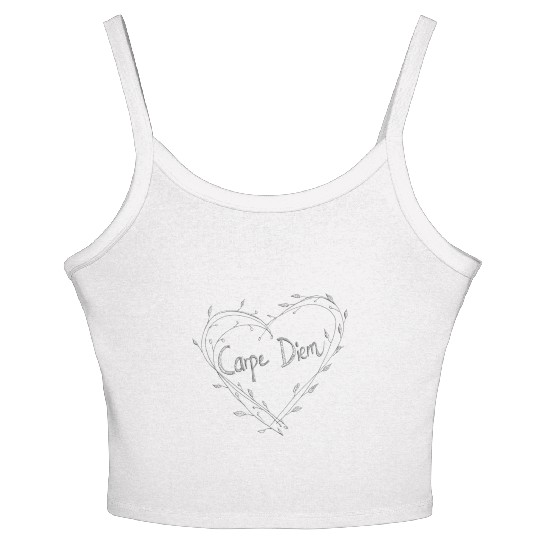 Carpe Diem Quote Heart Twigs Women's Spaghetti Strap Tank Top
