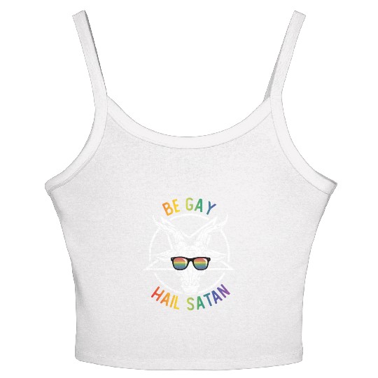 Rainbow Satan Lgbt Goth Gay Pride Baphomet Be Gay Women's Spaghetti Strap Tank Top