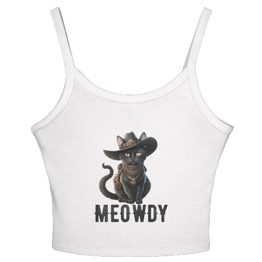 Meowdy Cat Cory Music Kitten Cowboy Women's Spaghetti Strap Tank Top