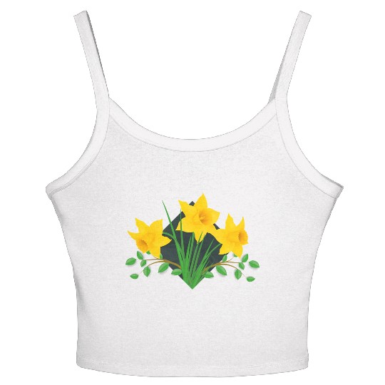Daffodil Daffodils Yellow Green Flowers Floral Women's Spaghetti Strap Tank Top