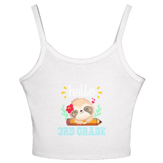 Funny Hello Third Grade Back To School Cute Sloth Women's Spaghetti Strap Tank Top