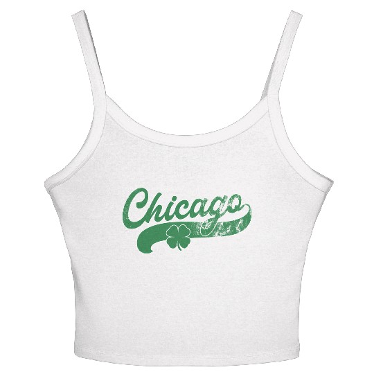 Chicago Shamrock St Patrick'S Day Saint Paddy'S Ir Women's Spaghetti Strap Tank Top