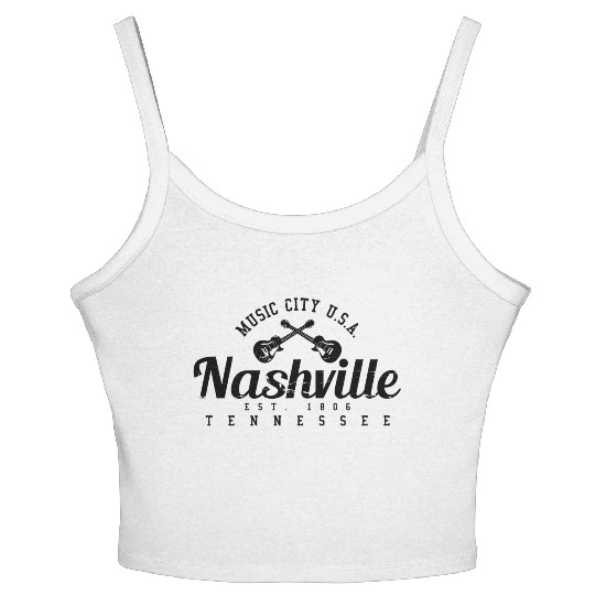hville - Cory Music City Guitar Women's Spaghetti Strap Tank Top