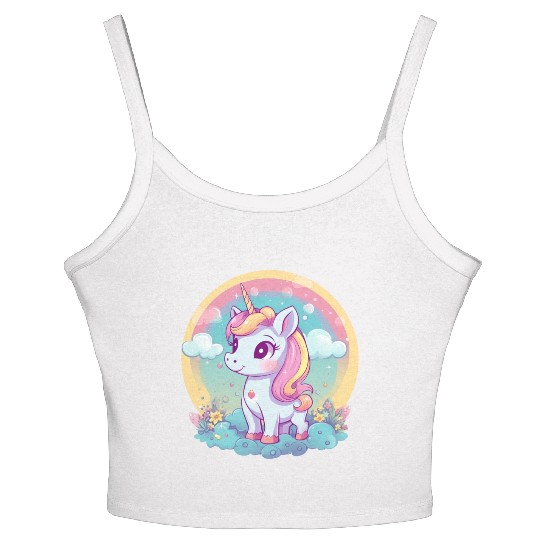 Unicorn Rainbow Sunset Women's Spaghetti Strap Tank Top