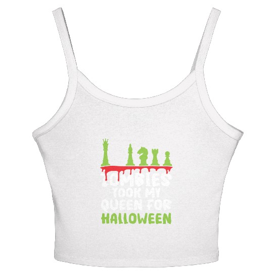Chess Halloween Trick Or Treat Chess Board Game Women's Spaghetti Strap Tank Top