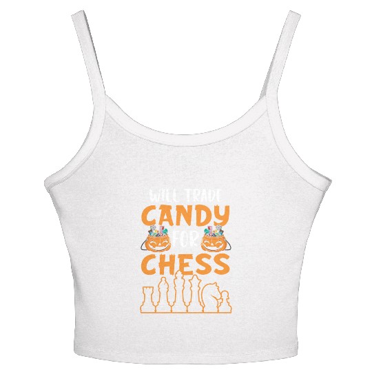Chess Halloween Trick Or Treat Chess Board Game Women's Spaghetti Strap Tank Top