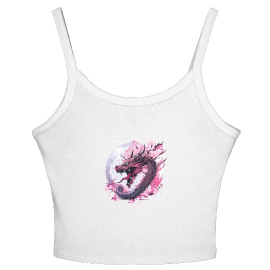 Japanese Dragon Cool Oriental Asian Dragon Humor Women's Spaghetti Strap Tank Top