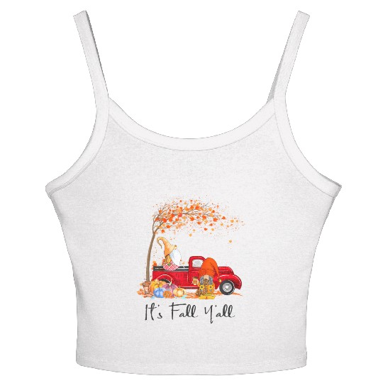 It's Fall Y'all Girls Fall Vibes Autumn Leaves Women's Spaghetti Strap Tank Top