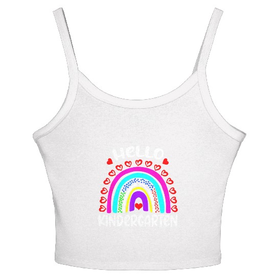 Hello Kindergarten Rainbow Heart Back To School Women's Spaghetti Strap Tank Top