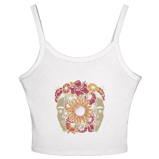 Frida Kahlo Head Flowers Women's Spaghetti Strap Tank Top