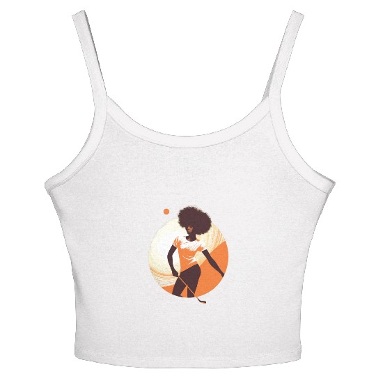 Golfer Girl Afro Woman Golf Player African Women's Spaghetti Strap Tank Top
