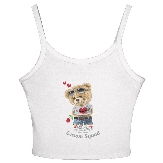 Groom Squad cute bear Women's Spaghetti Strap Tank Top