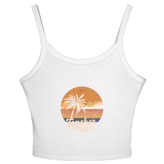 Funny Last Day Of School Teacher Summer Recharge Women's Spaghetti Strap Tank Top