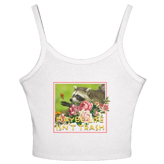 Maybe life isn't trash Vintage Floral Raccoon Women's Spaghetti Strap Tank Top