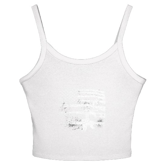 USA American Flag Guns Women's Spaghetti Strap Tank Top