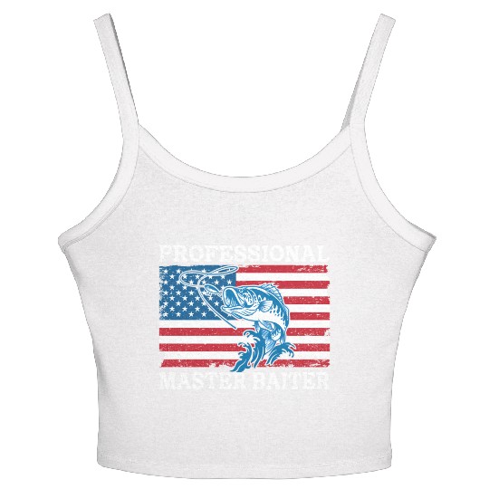 Professional Master Baiter Us American Flag Bass Women's Spaghetti Strap Tank Top