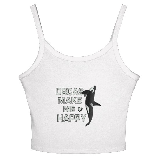 Orcas Make Me Happy Killer Whale Women's Spaghetti Strap Tank Top