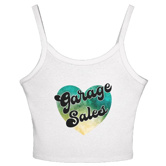 Garage Sales green yellow watercolor heart Women's Spaghetti Strap Tank Top