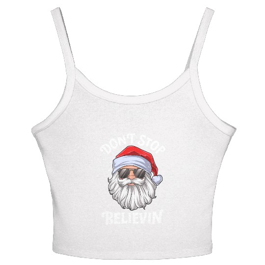 Don'T Stop Believin Santa Women's Spaghetti Strap Tank Top
