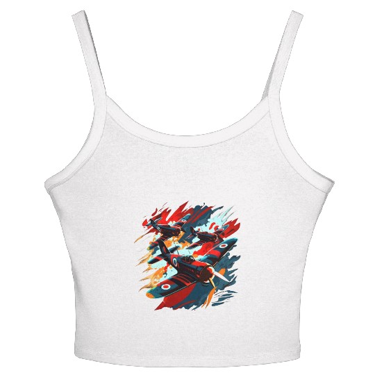 Spitfire Airplane Vintage Pilot Aviator Military Women's Spaghetti Strap Tank Top