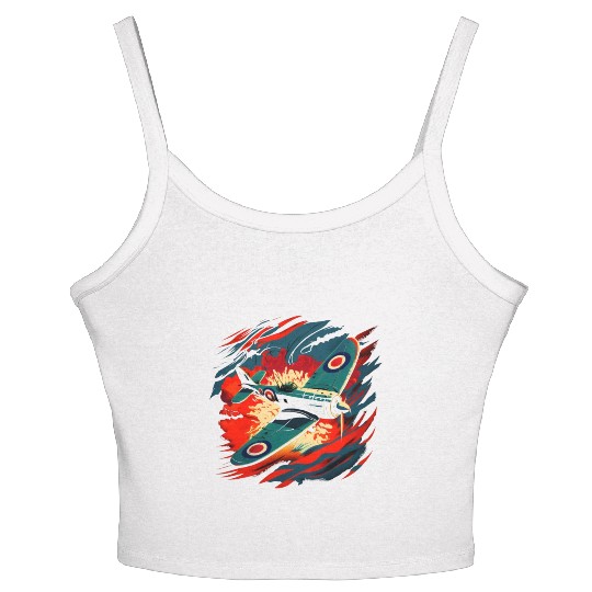 Spitfire Airplane Vintage Pilot Aviator Military Women's Spaghetti Strap Tank Top