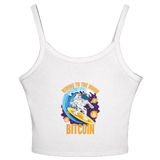RIDING TO THE MOON- Bitcoin Women's Spaghetti Strap Tank Top