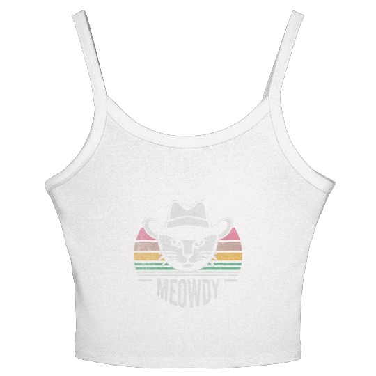 Mashup Between Meow And Howdy Cat Meme Cat Women's Spaghetti Strap Tank Top