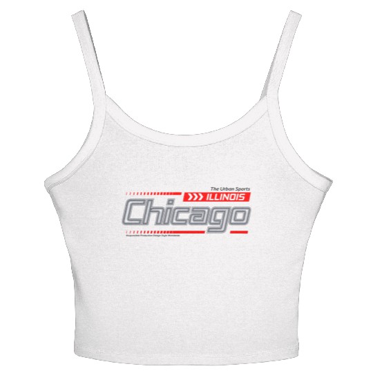 Illinois Chicago city racing typeface Women's Spaghetti Strap Tank Top