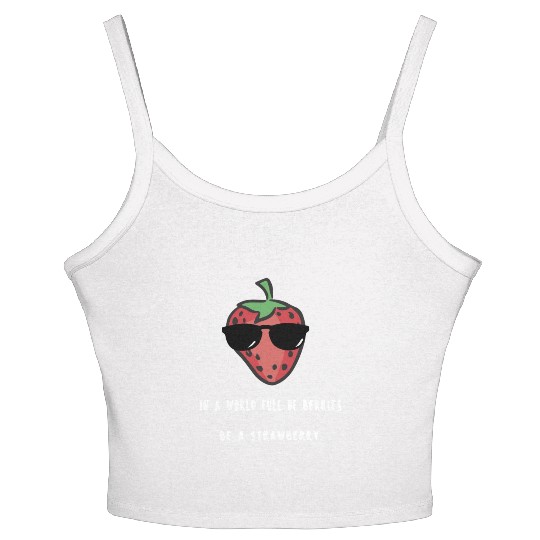 Strawberry world white Women's Spaghetti Strap Tank Top