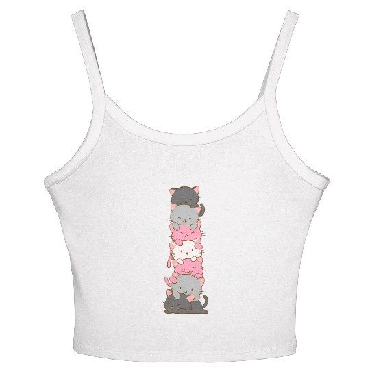 Demigirl Pride Kawaii Cat Women's Spaghetti Strap Tank Top
