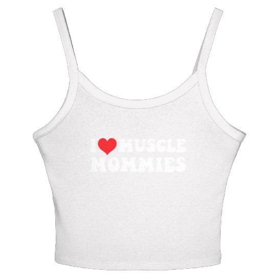I Love Muscle Mommies Groovy I He Gym Women's Spaghetti Strap Tank Top