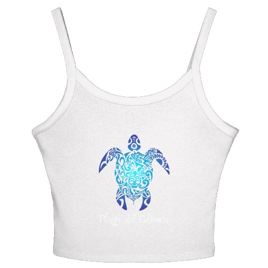 Playa Del Carmen Meco Tribal Sea Turtle Playa Women's Spaghetti Strap Tank Top