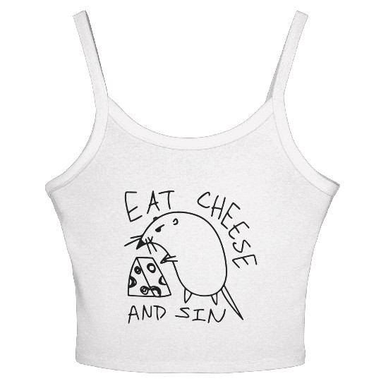 Eat Cheese And Sin Funny Cheese Lover Women's Spaghetti Strap Tank Top