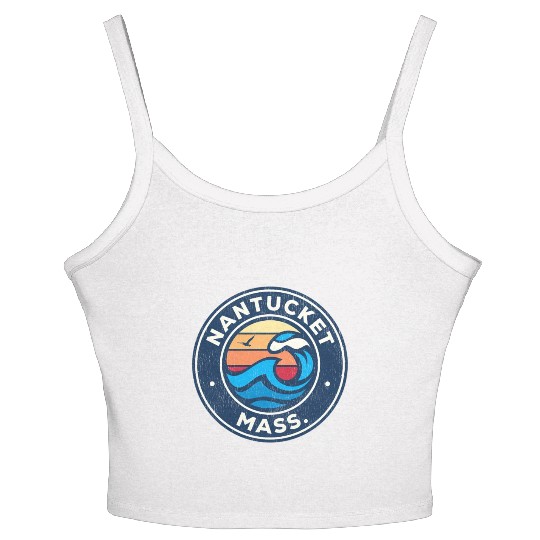 Nantucket Massachusetts Ma Nautical Waves Women's Spaghetti Strap Tank Top