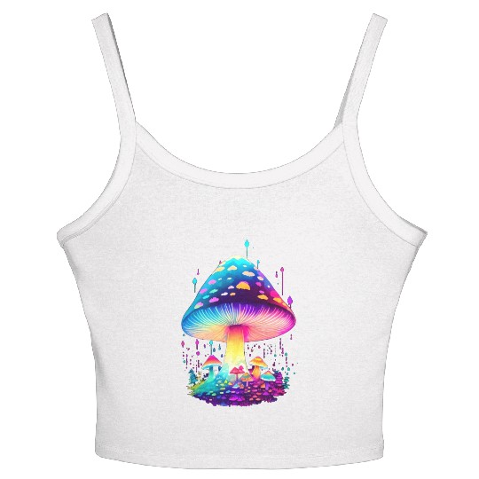 Enchanting Fungi: A Neon Wonderland Women's Spaghetti Strap Tank Top