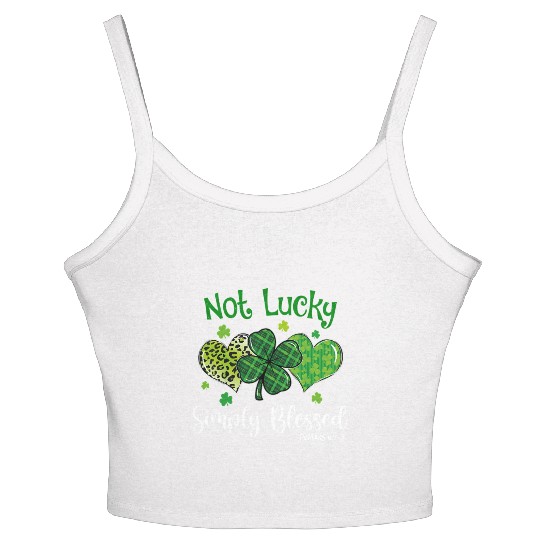 Not Lucky ly Blessed Christian Shamrock St Women's Spaghetti Strap Tank Top